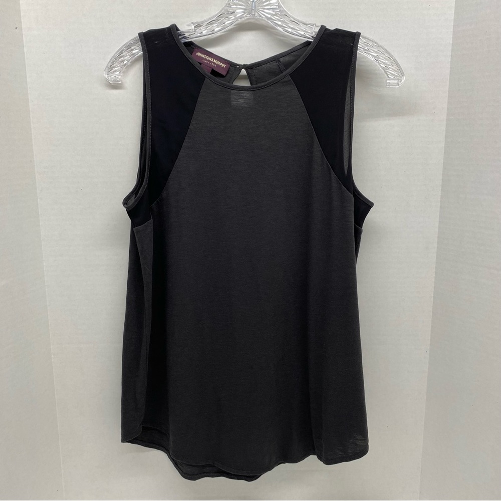Johnston & Murphy Charcoal & Black Sleeveless Top Size M 1 Button on Back Casual